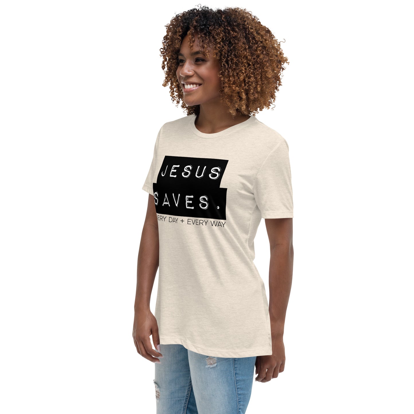 Jesus Saves. Women's Relaxed T-Shirt