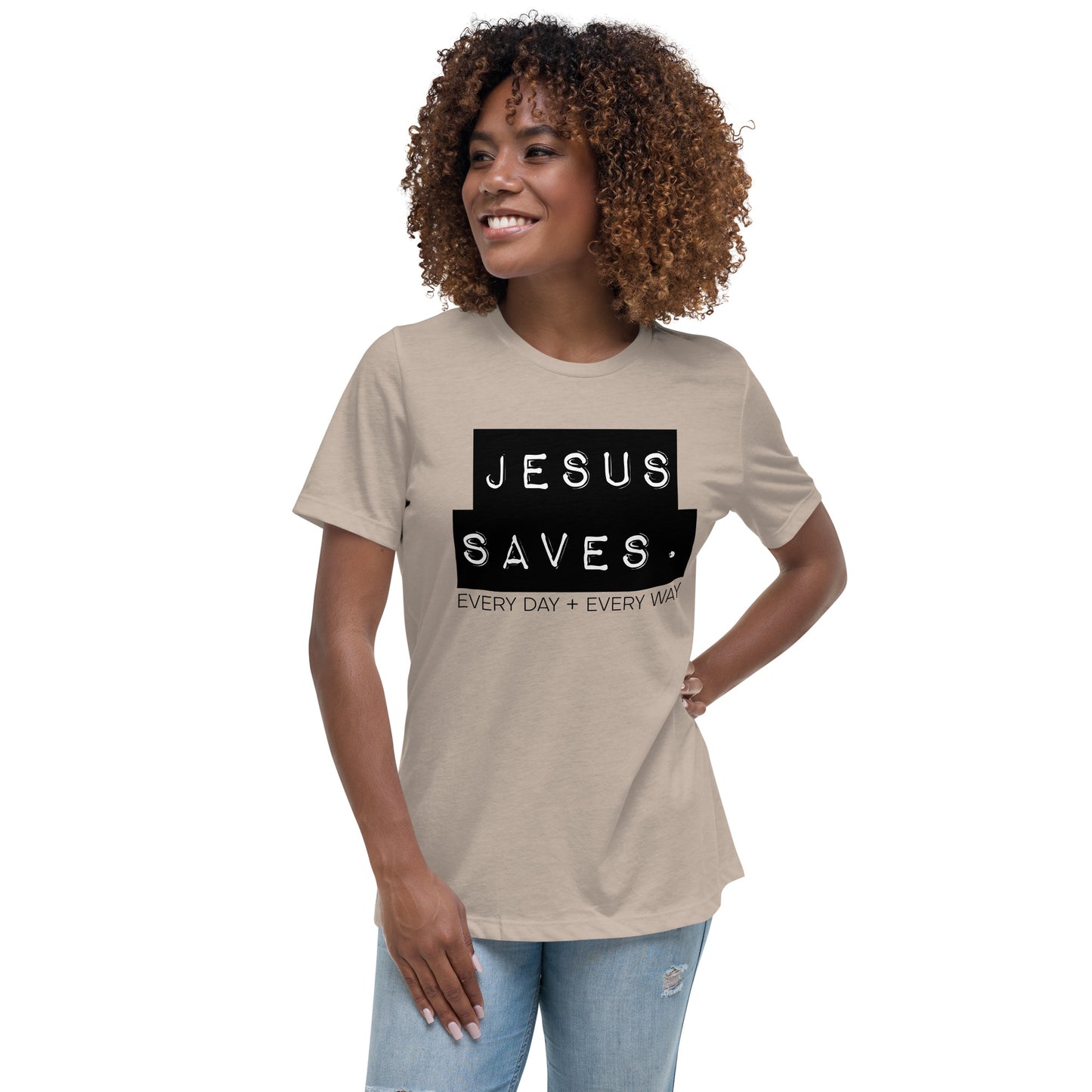 Jesus Saves. Women's Relaxed T-Shirt