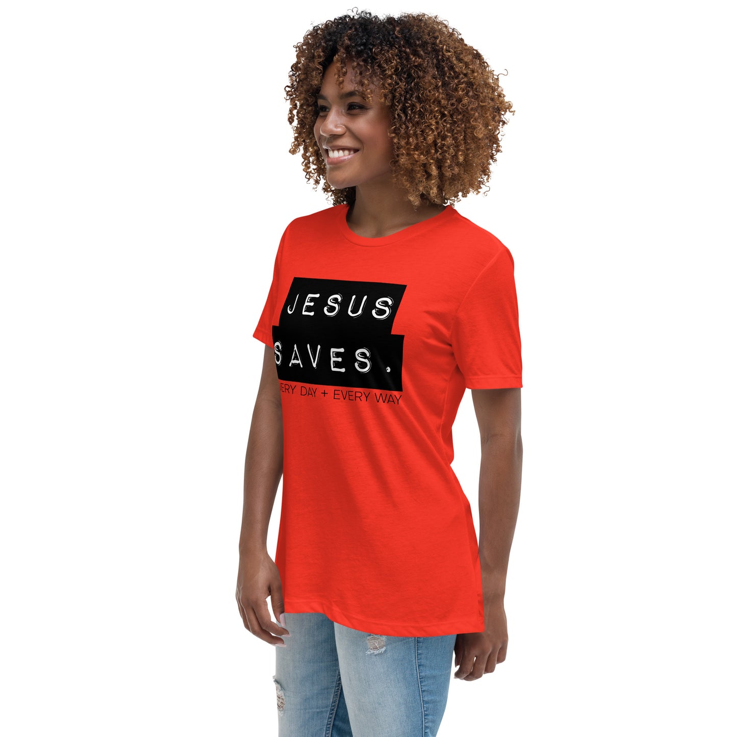 Jesus Saves. Women's Relaxed T-Shirt
