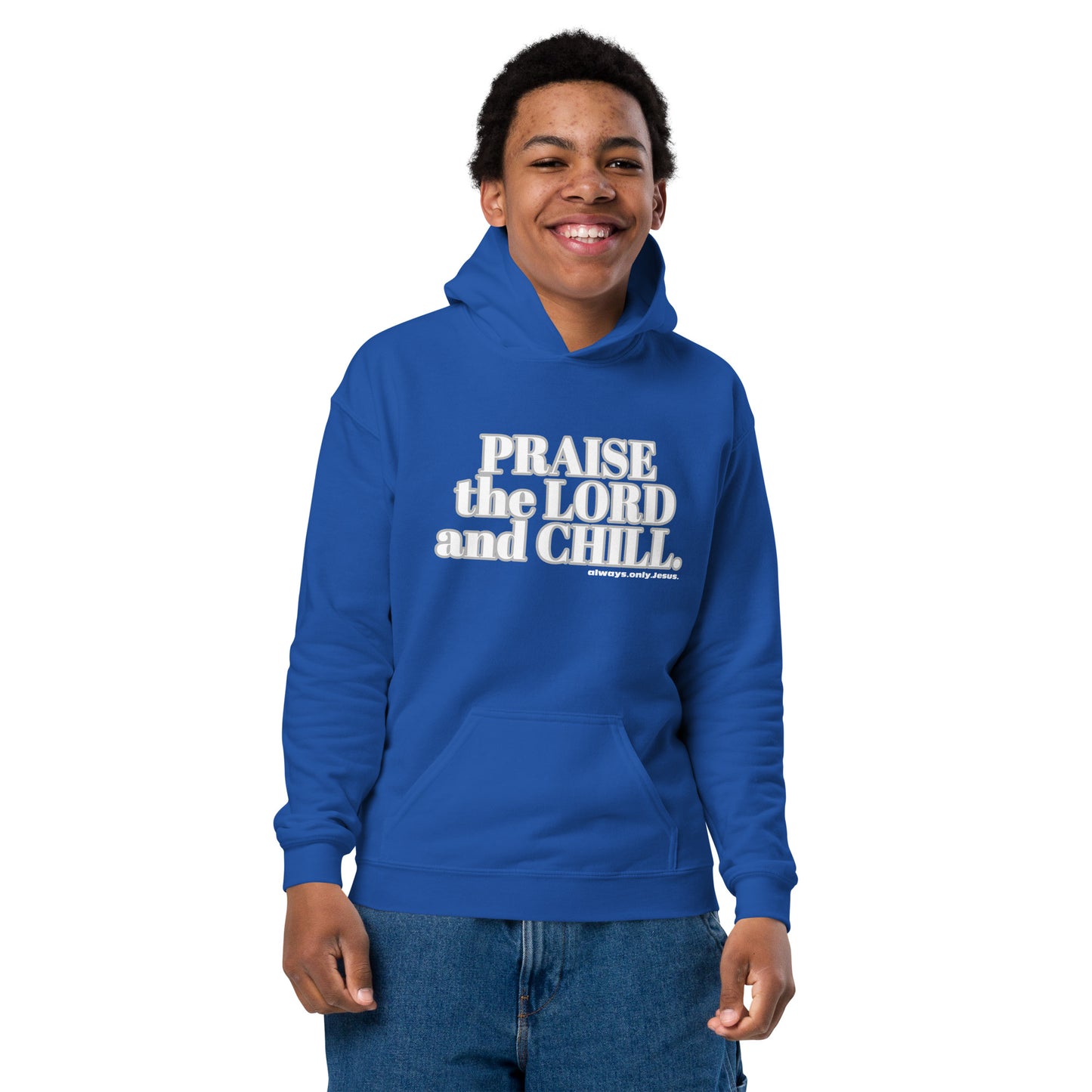 Praise the LORD and CHILL. Youth heavy blend hoodie